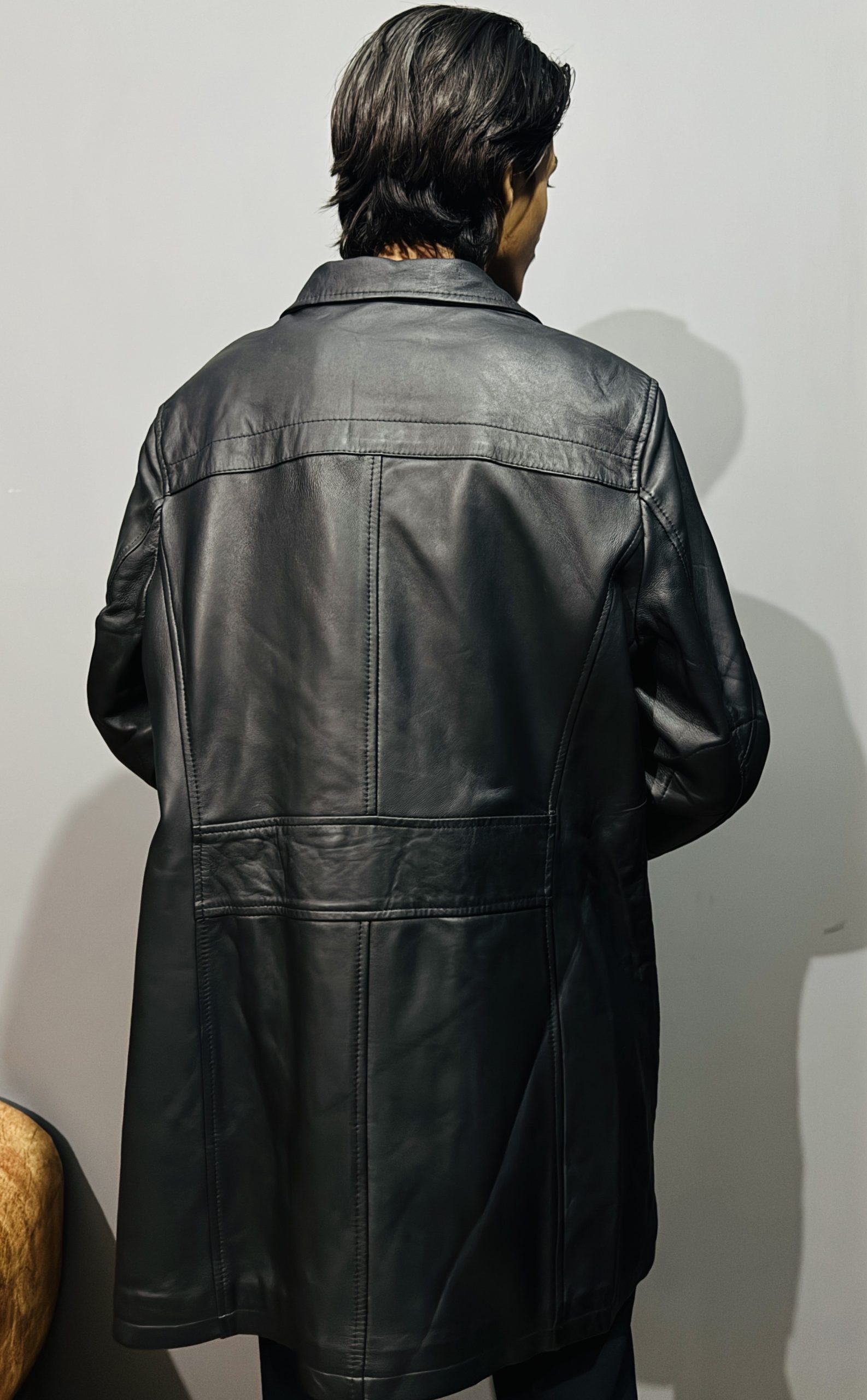 Black Leather Coat Vintage Oversized Leather Jacket - Image 3
